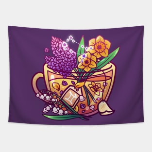 Gemini Zodiac Teacup Tapestry