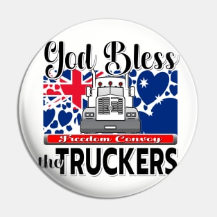 GOD BLESS THE TRUCKERS - TRUCKERS FOR FREEDOM - THANK YOU TRUCKERS - AUSTRALIAN FLAG - CANBERRA BLK LETTERS GRAPHIC Pin