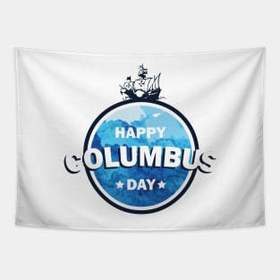 Columbus expedition ship around the world - Happy Columbus Day Tapestry