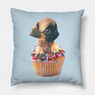 Cute Baby Cupcake Pug Pillow