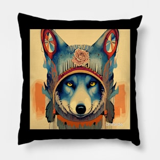 wolf blue Pillow