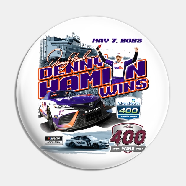 Denny Hamlin AdventHealth 400 Race Winner Pin by art.Hamdan