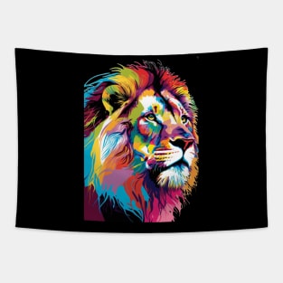 Colorful Lion Head Design Pop Art Style Tapestry