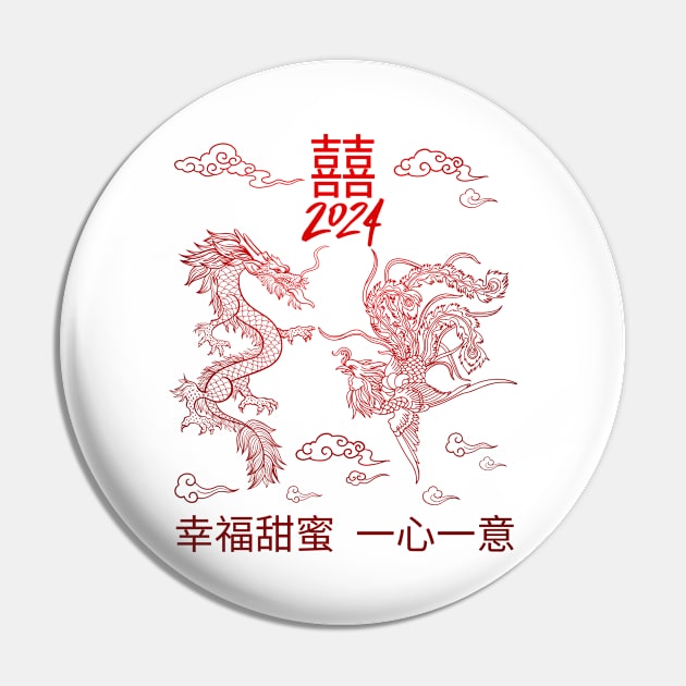 Chinese Wedding 2024 Happiness Lover Groom Bride Men Women Pin by AimArtStudio