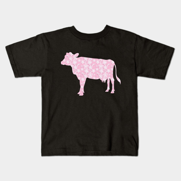 Pink Cow White Flower Design Cute Gift Ideas Cow Kids T