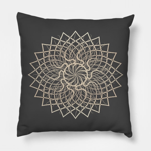 Abstract Gold Sun Mandala Pillow by Korry