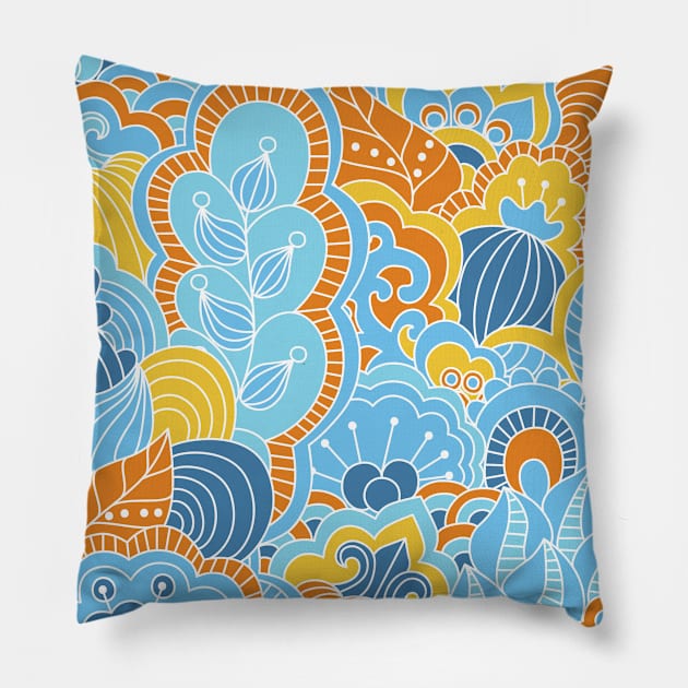 Abstract Floral Neck Gator Aqua Blue Orange Floral Abstract Pillow by DANPUBLIC