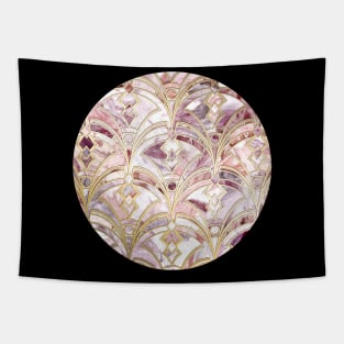 Dusty Rose and Coral Art Deco Marbling Pattern Tapestry