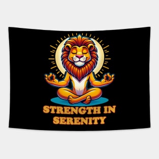 Zen Lion: Strength in Serenity Pose Tapestry