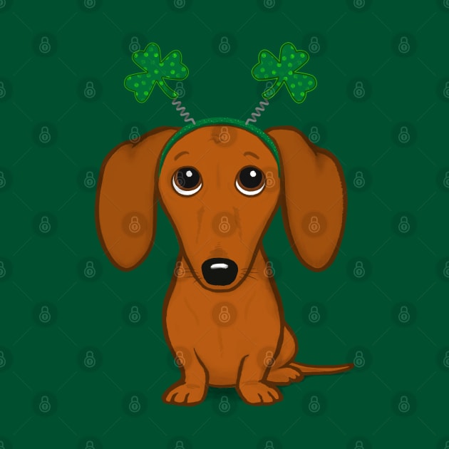 Funny Saint Patrick's Day Dog | Dachshund with Shamrocks by Coffee Squirrel