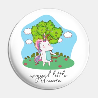 Cute Little Unicorn In Field Pin