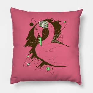 Pink Mint Swan Among The Stars Pillow