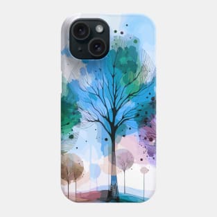 Colorful Blue Purple Pastel Abstract Trees Phone Case