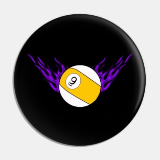 9 Ball with Purple Flames Pin