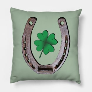 Lucky Shamrock Clover Horseshoe Pillow