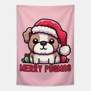 Pugmas Christmas Santa Dog Tapestry