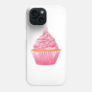 Pink cupcake marker illustration Phone Case