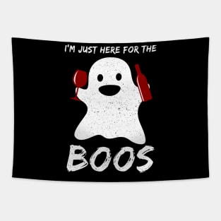 I'm just here for the boos Funny Wine Lover Halloween Tapestry