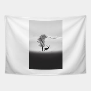 Nordic Winter Reindeer Minimalist Art Print Tapestry