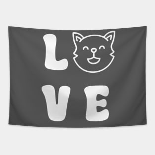 Love Cat White Tapestry