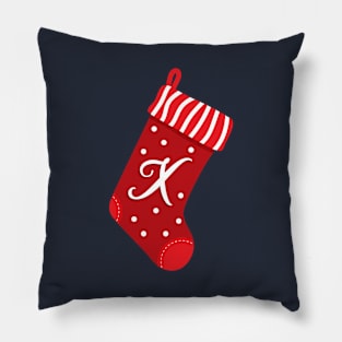 Christmas Stocking with Letter X Pillow