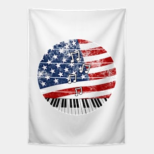 Piano USA Flag Pianist Musician 4th July Tapestry