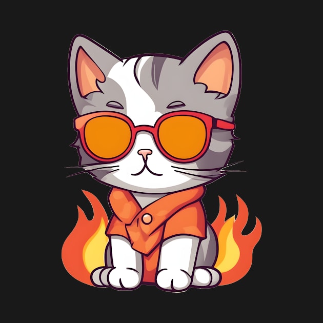 Cute cat on fire by Majkel&Majkel