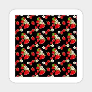 Nina's Strawberry Patch on Black Design Collection Magnet