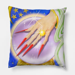 Crystal Ball Witch Painting Pillow