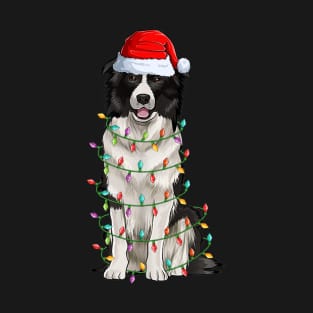 Border Collie Christmas Lights Xmas Dog Lover T-Shirt