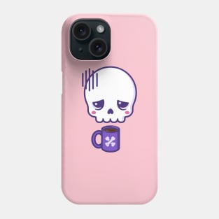 Dead inside, but caffeinated - kawaii skull with coffee cup Phone Case