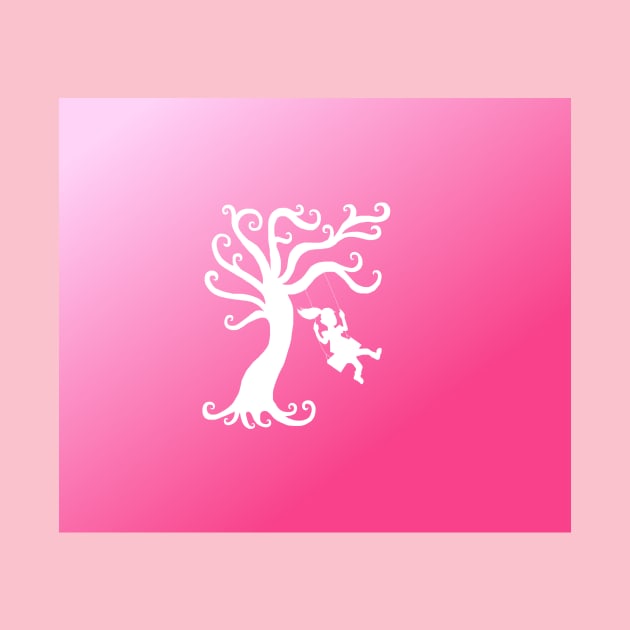 Pink Ombre Tree Swing Silhouette by Art by Deborah Camp