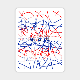 FOURTH Of July USA Red White And Blue Abstract Magnet