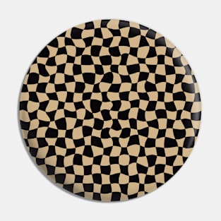 Warped Checkerboard, Black and Tan Pin