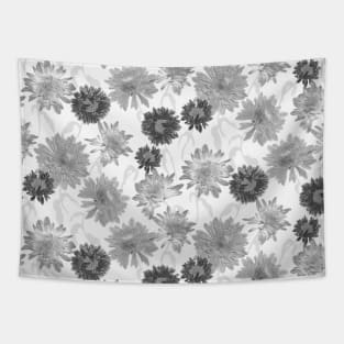 Pressed Pom Pom Gray Flowers Tapestry