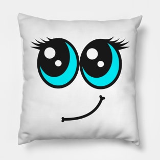 Cute Blue Eyed Smiling Face Pillow