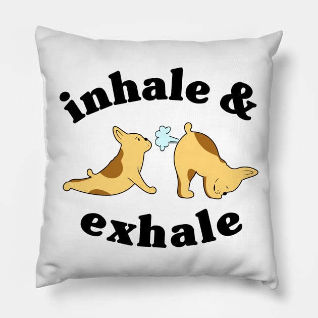 Funny French Bulldog Fart Gift Frenchie Yoga Mom Pillow by Kuehni