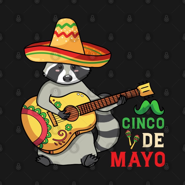 Baby Raccoon Happy Cinco De Mayo by Luna Illustration