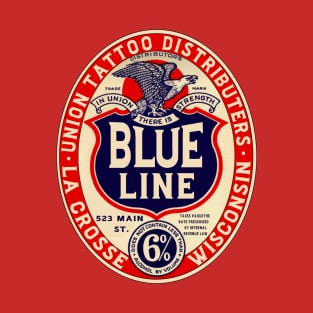 Blue Line Tattoo La Crosse WI Vintage Beer Logo T-Shirt
