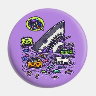 Halloween Candy Destruction Shark Pin