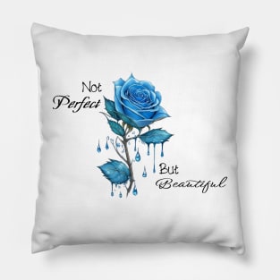 Tear drop Not perfect but beautiful blue rose Pillow