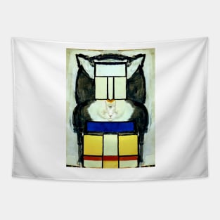 Portrait of Mondrian's cat Tapestry