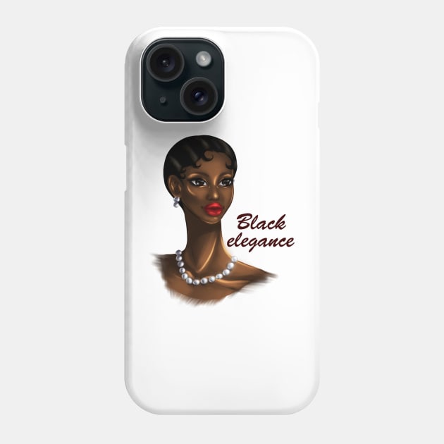 Black Elegance Melanin Woman Beautiful Retro Portrait Phone Case by Ebony Rose 