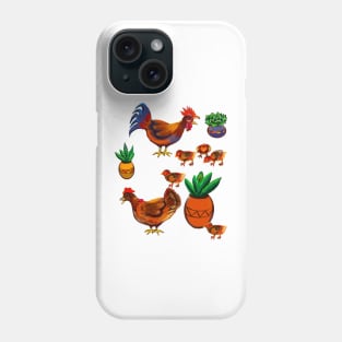 Hens and chicks and a rooster too, succulent cacti and chickens Phone Case