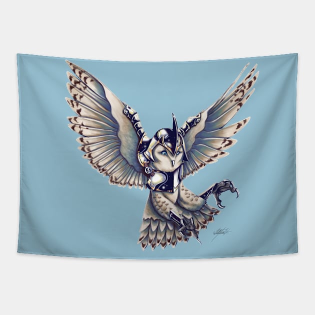 Snow Owl Flight Guard Tapestry by Indi Martin