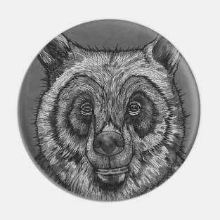 Black and white doodling bear Pin