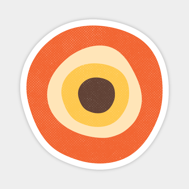 Evil Eye Orange Brown Mid Century Modern Retro Magnet by Inogitna Designs