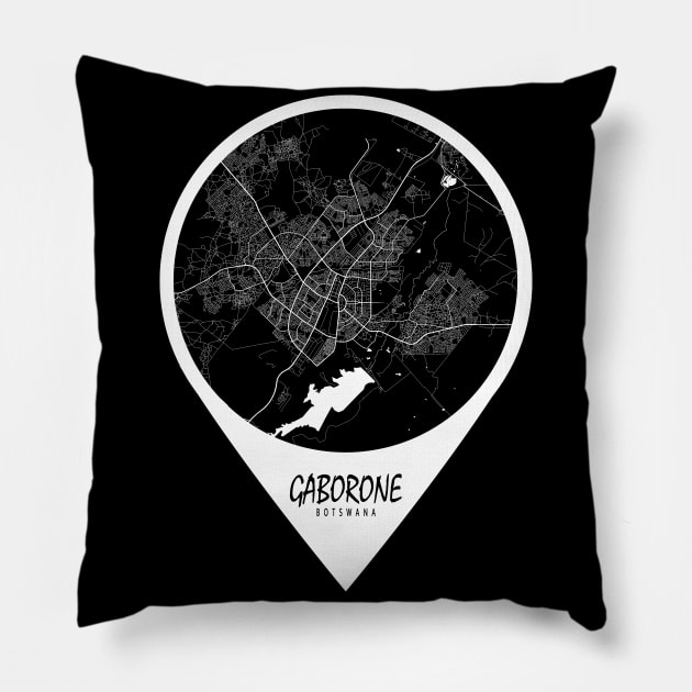 Gaborone, Botswana City Map - Travel Pin Pillow by deMAP Studio