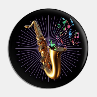 Saxophone Music Burst Pin