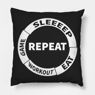 Sleep Eat Workout Game Repeat Pillow